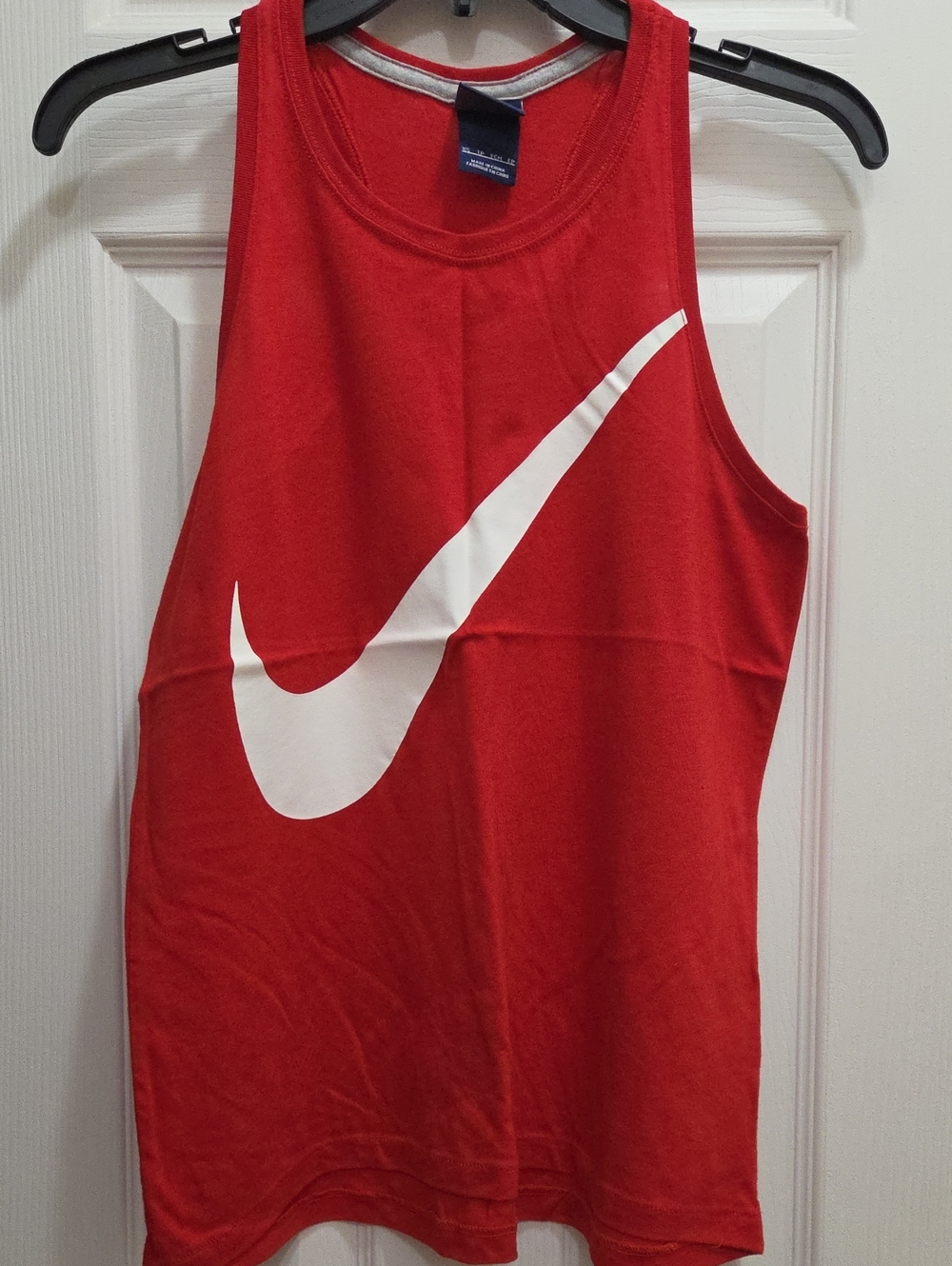 Nike Red Tank with Large White Swoosh